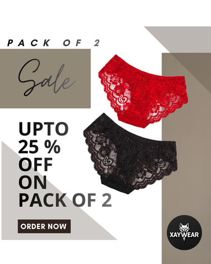 Brief Panty - Rose Lace - Black