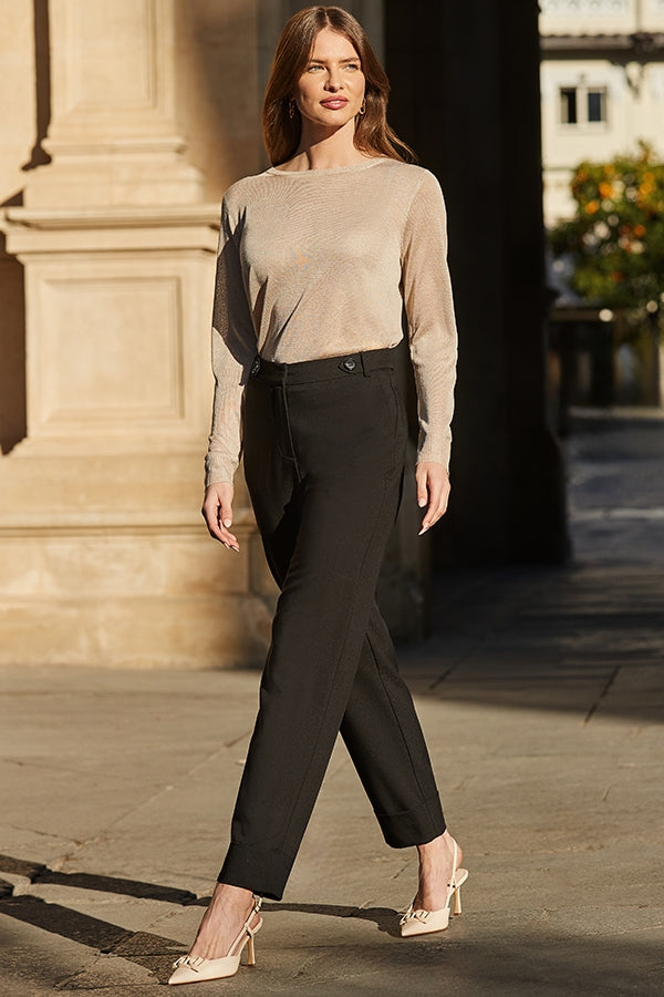 XAYWEAR Black Tapered Leg Trousers