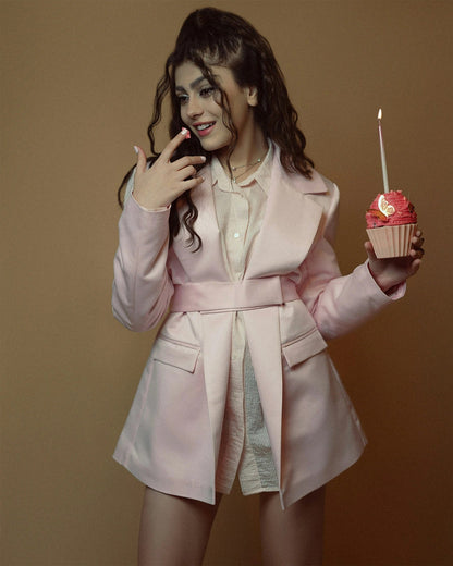 XAYWEAR Belted Pink Jacket for Women - Stylish & Chic - XAYWEAR