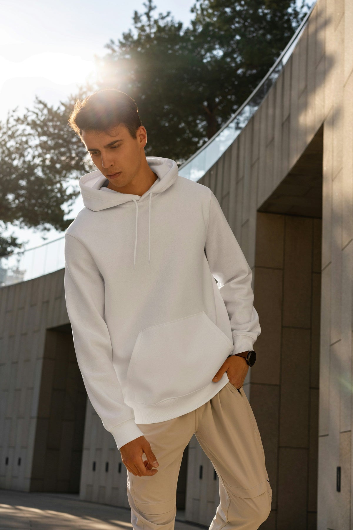 XAYWEAR Classic White Fleece Hoodie for comfortable everyday wear