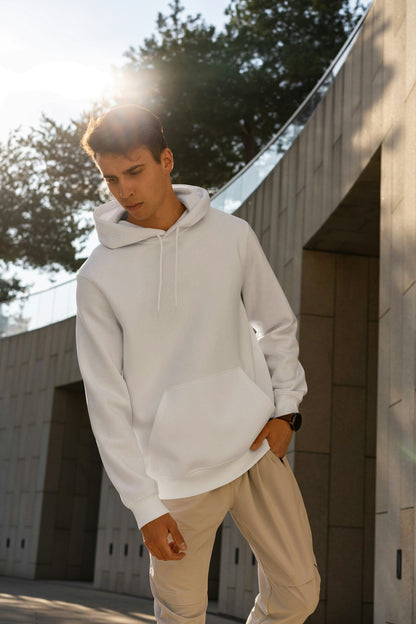 XAYWEAR Classic White Fleece Hoodie for comfortable everyday wear