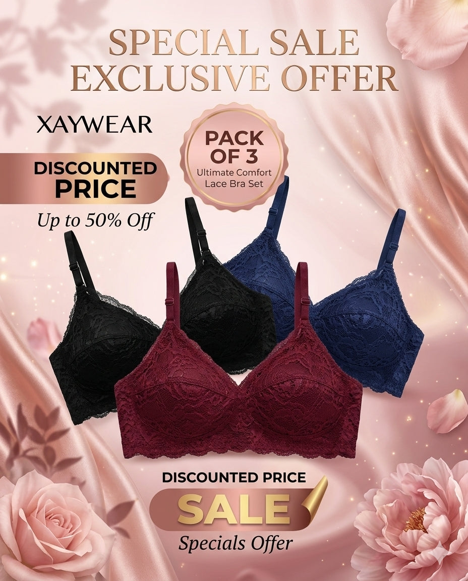 XAYWEAR Women's Comfort Net Inner Bra- PACK OF 3 Deal
