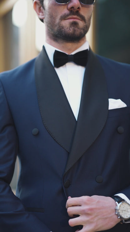 XAYWEAR Navy Double Breasted Tuxedo 2-Piece Men Suit