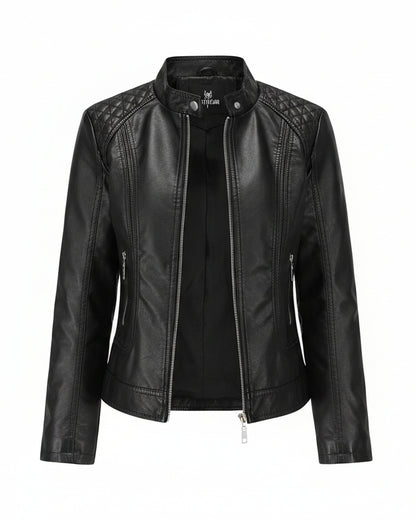 XAYWEAR Red Quilted Shoulder Leather Jacket with a Stylish Design and Zipper Pockets