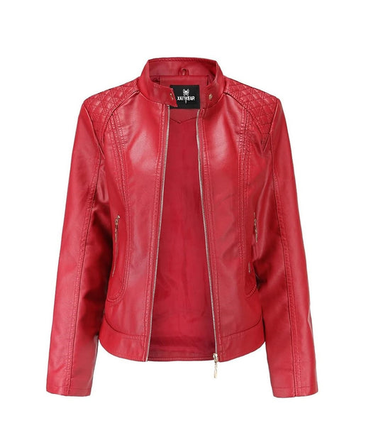 XAYWEAR Quilted Shoulder Leather Jacket - Stylish Biker Look