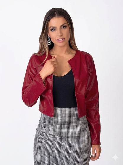 XAYWEAR Faux Leather Cropped Jacket for Stylish Outfits