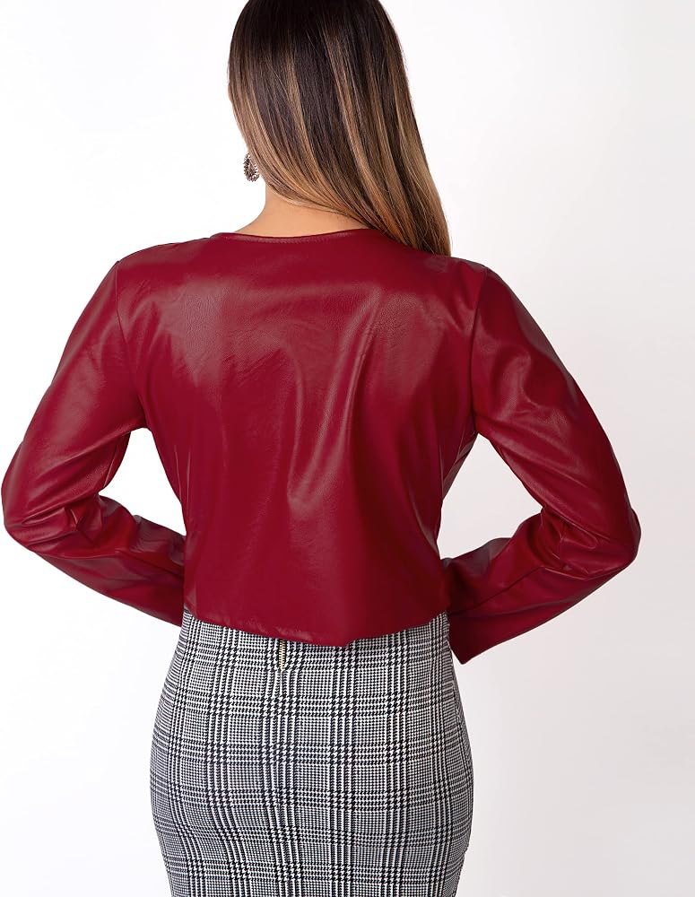 XAYWEAR Faux Leather Cropped Jacket for Stylish Outfits