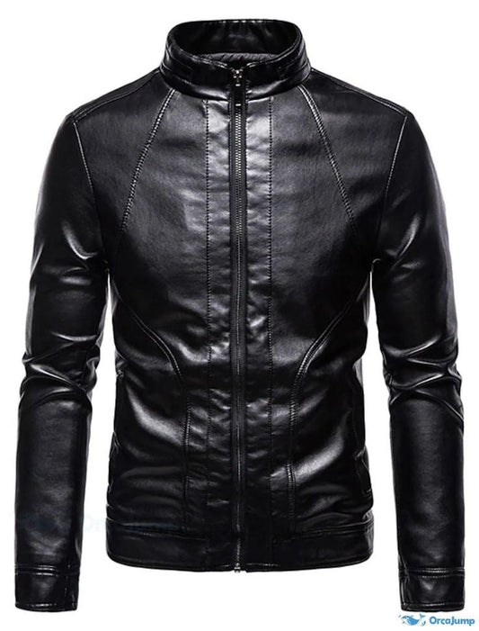 XAYWEAR slim fit leather jacket for men in black with a stylish and modern design