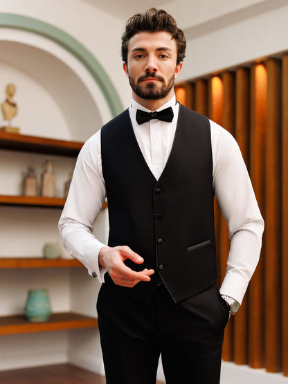 XAYWEAR Men's Stylish Formal Black Slim-Fit Tuxedo 3-Piece Suit