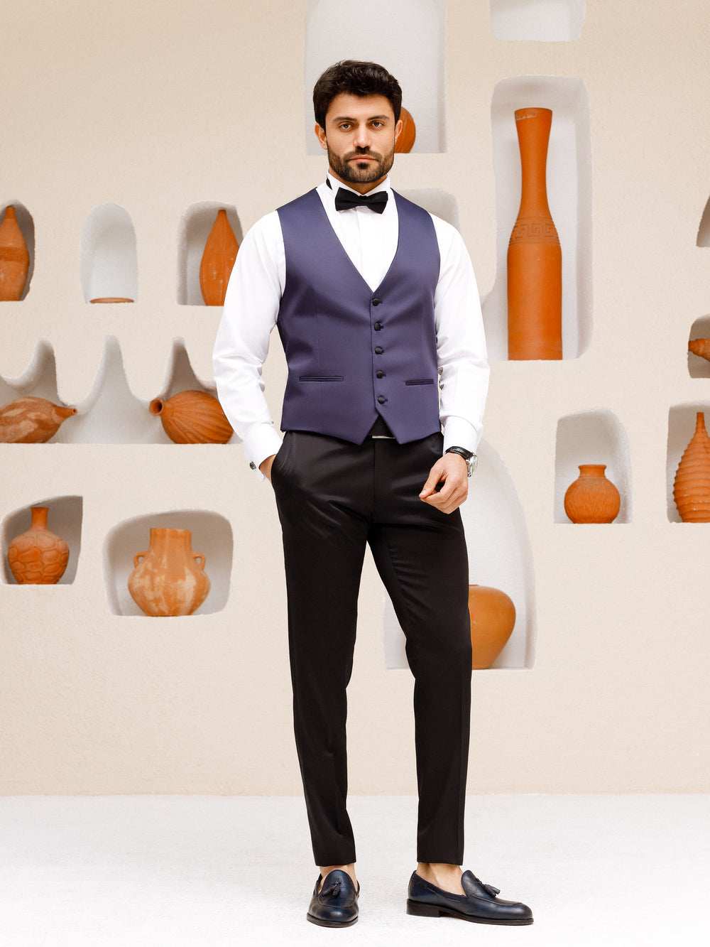 XAYWEAR Men's Navy Slim-Fit Tuxedo 3-Piece Suit