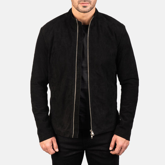 XAYWEAR suede jacket in black with a sleek zip closure and modern design for stylish bikers